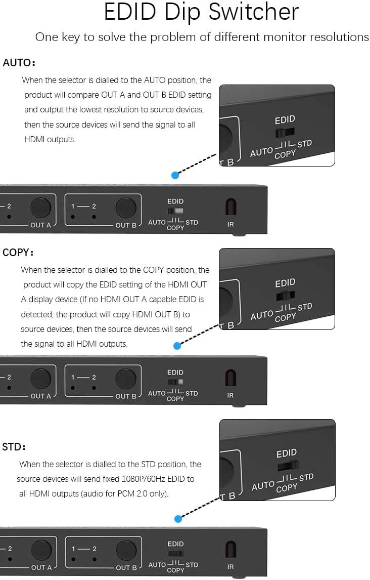 4K@60HZ HDMI Switcher 2 in 2 Out Pack of 2 S70624