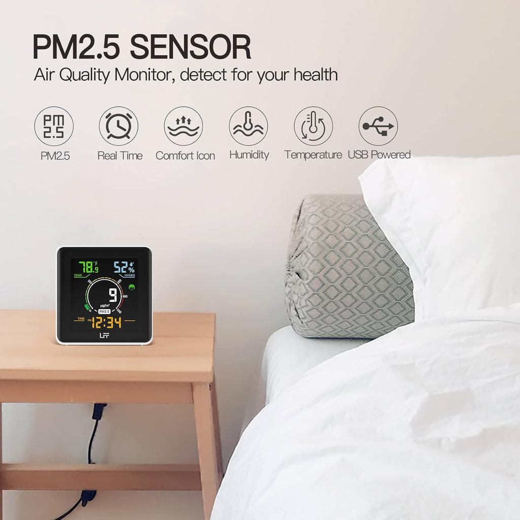 Indoor Air Quality Monitor PM2.5 Temperature Humidity Meter C30347