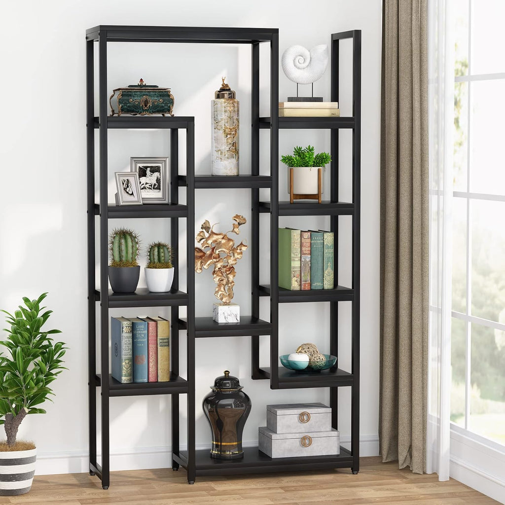 6-Tier 70.9 inch Tall Black Bookshelf K230409