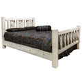 Full Size Bed with Laser Engraved Wolf Design T1894