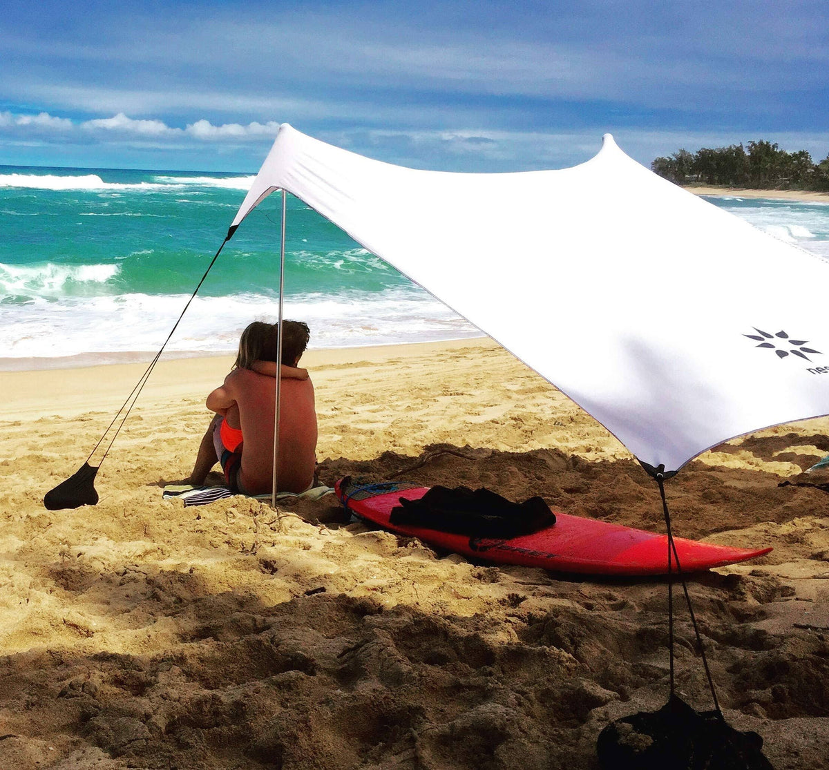 Beach Tent with Sand Anchor, Portable Canopy Sun Shelter, 7 x 7ft White L72209