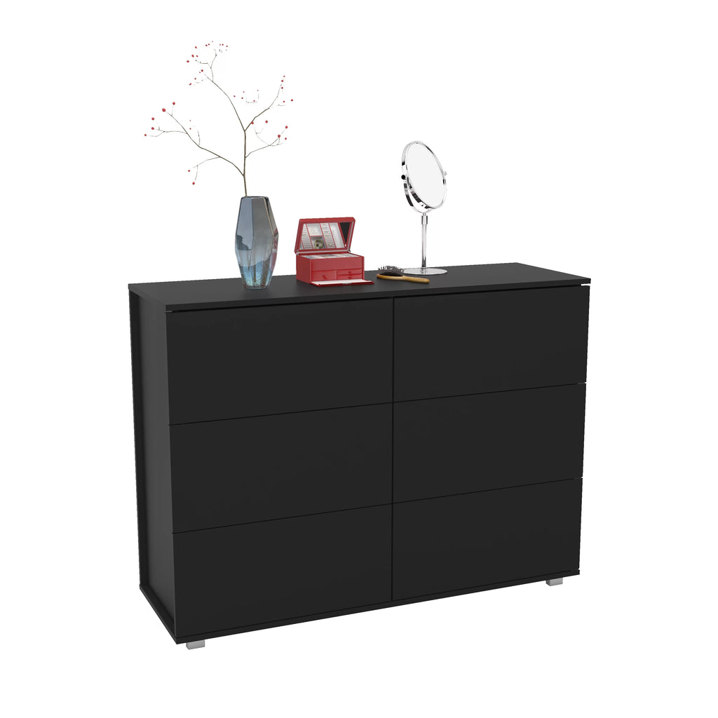 White 6 Drawer Wood Double Dresser T8325