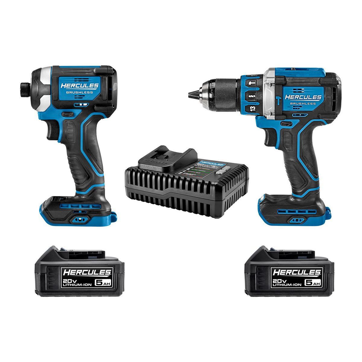 20V Brushless Cordless Hammer Drill and Impact Driver 2-Tool Combo Kit with 5 Ah Batteries and Charger F70072