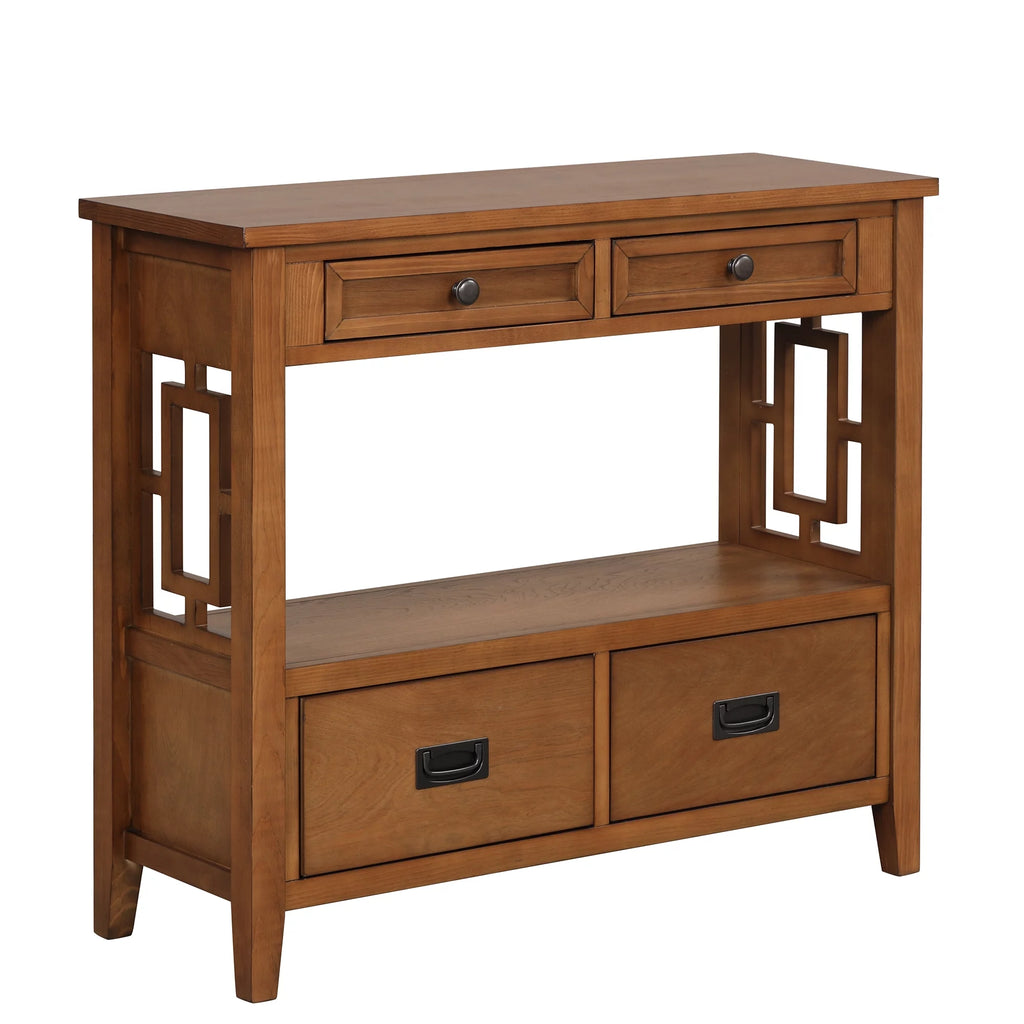 36'' Pine Wood Console Table with 4 Drawers & 1 Storage Shelf K887414