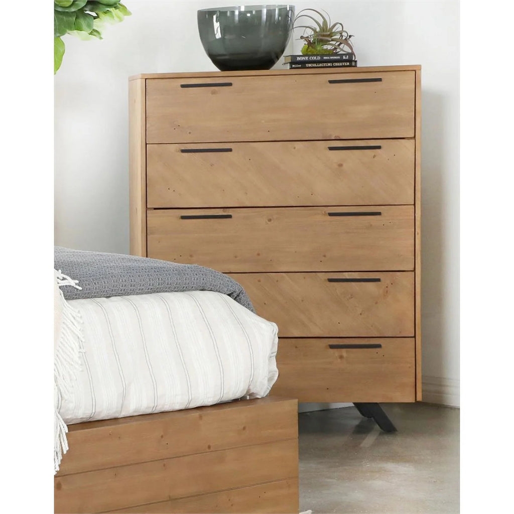 Light Honey Brown 5-drawer Rectangular Chest J731