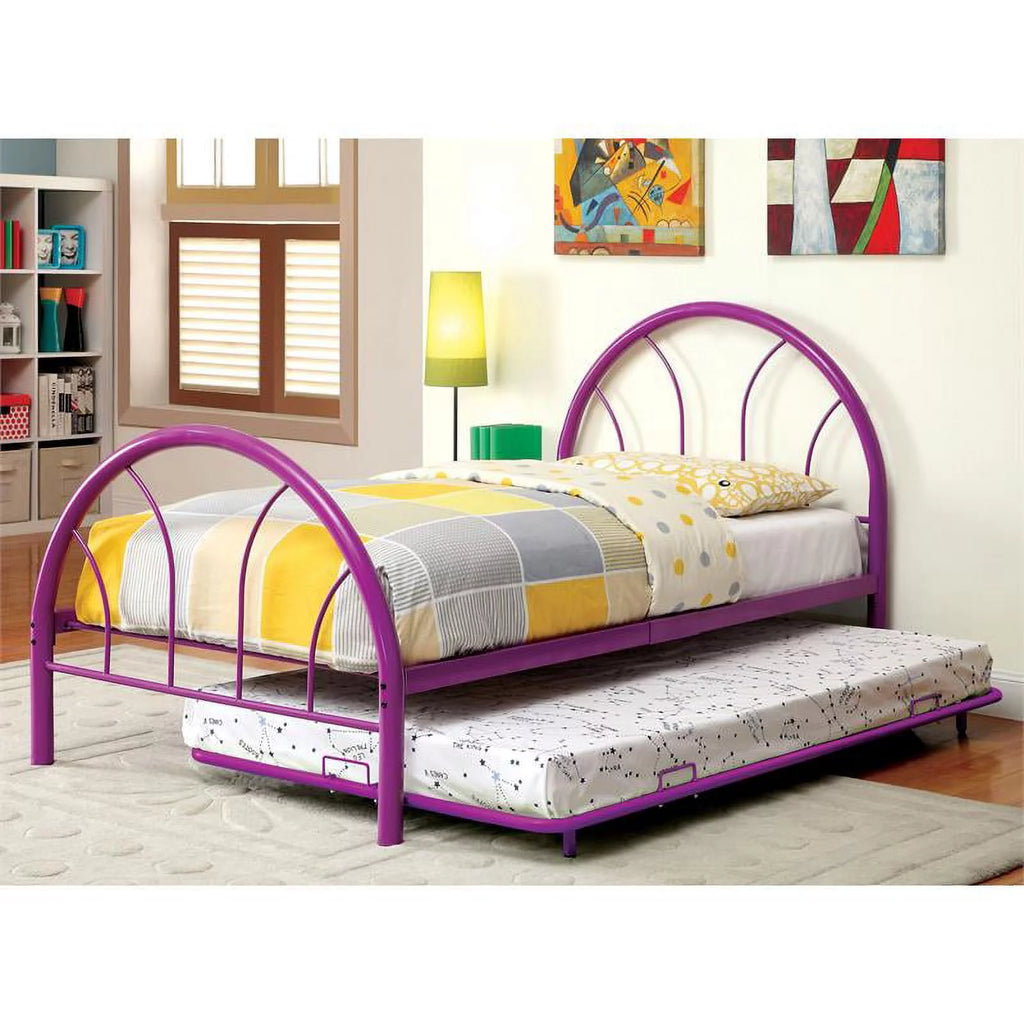 Purple Contemporary Metal Platform Full Bed O77428