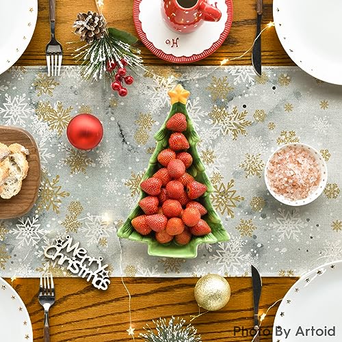 Watercolor Deer Trees Snowflakes Christmas Table Runner 13 x 72 Inch V613598