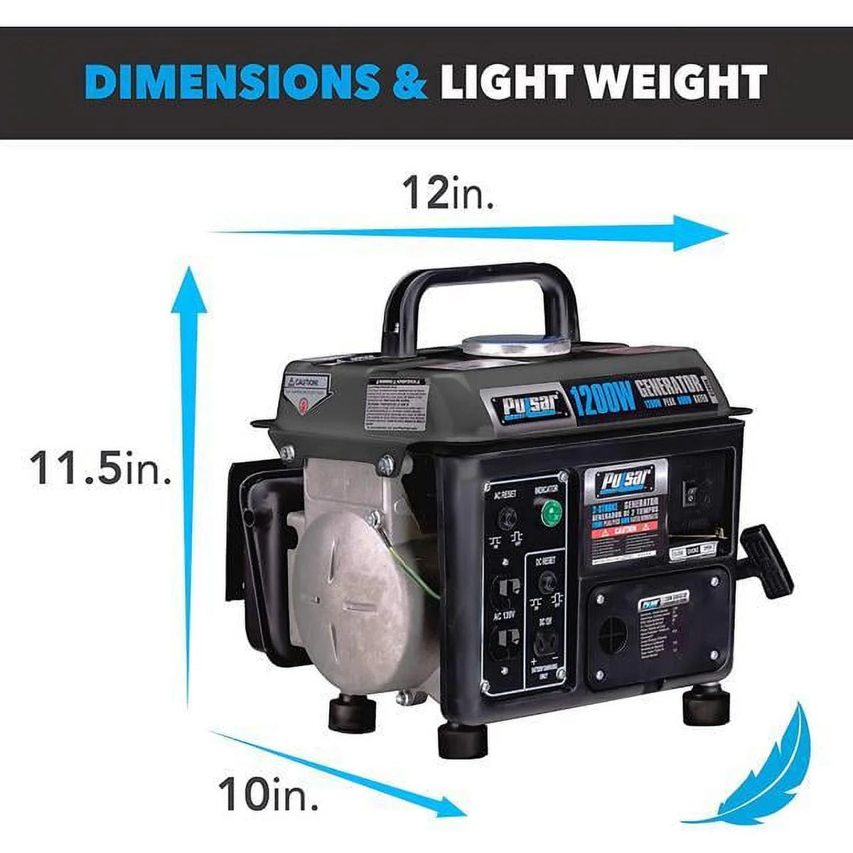 Portable Gas-Powered Generator with Carrying Handle, 1200W, Black/Gray C704531