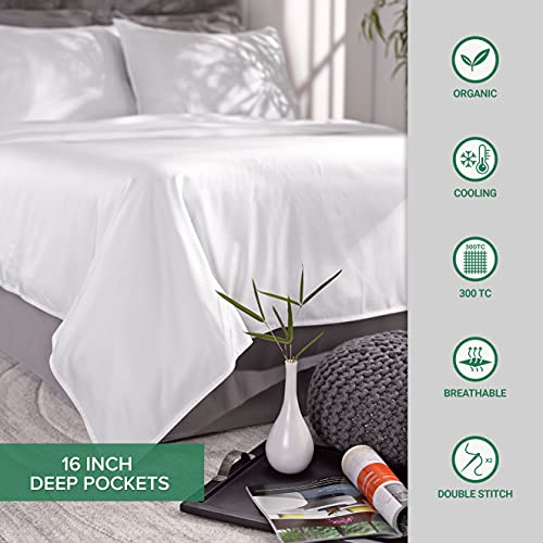 King White Bamboo Viscose Bed Sheet Set R574