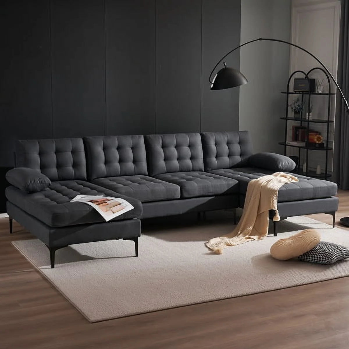 U-shaped Sectional Sofa Dark Gray X958
