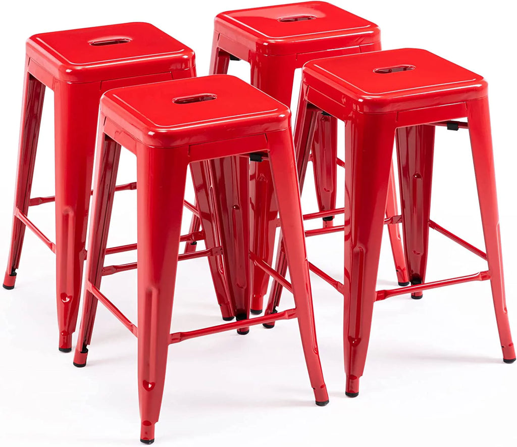 24" Backless Metal Barstool with Square Seat Z348
