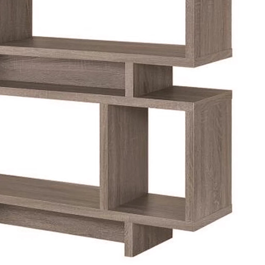 3-tier Geometric Bookcase Weathered Grey E9516