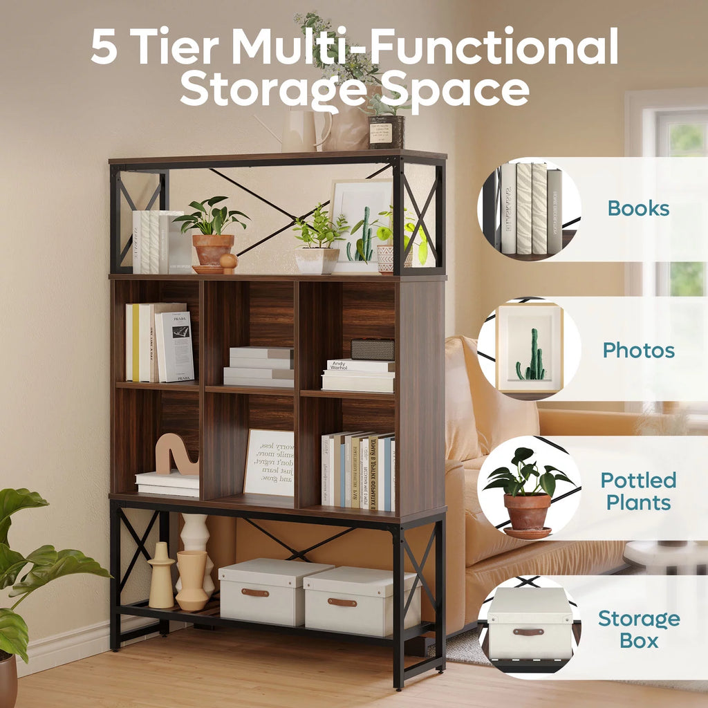 5-Shelf Bookcase with LED Light O656090
