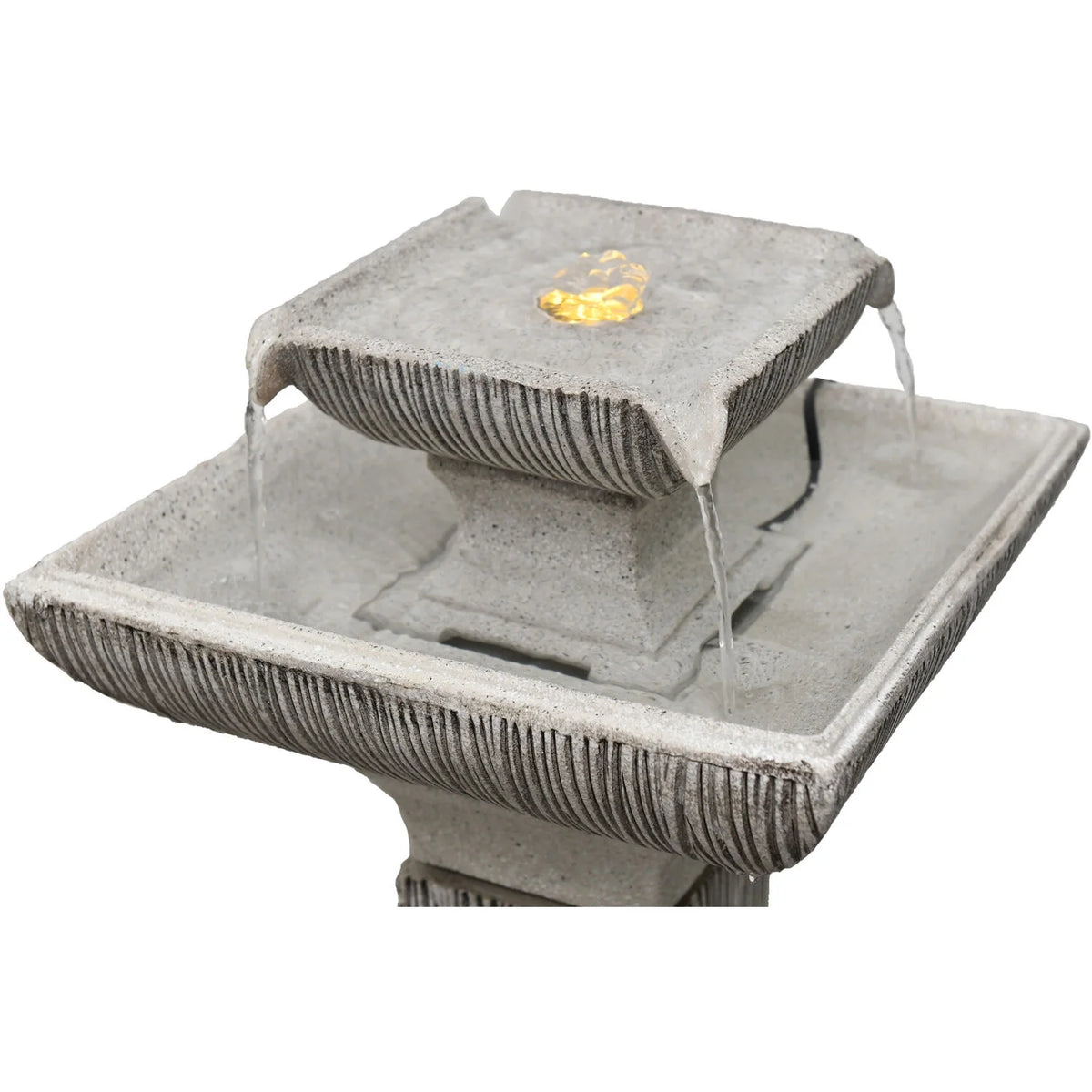 26-In. 2-Tier Pedestal Indoor or Outdoor Garden Fountain with LED Lights Q21983