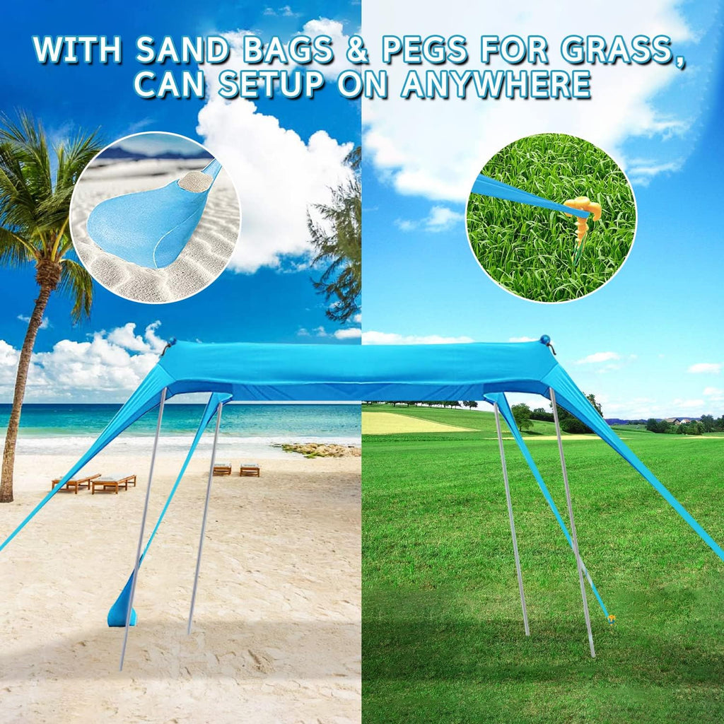 10X10ft UPF50+ Beach Tent Sun Shelter with 4 Poles U386241