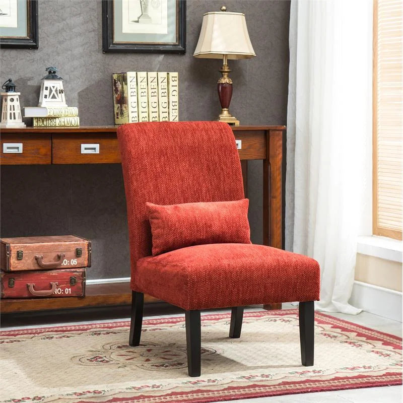 Fabric Armless Accent Chair with Kidney Pillow X4502