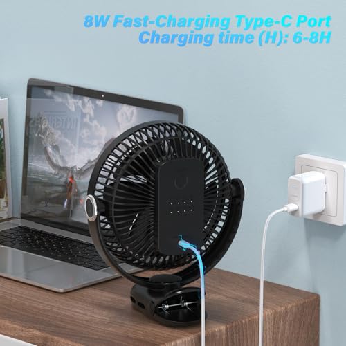 12000mAh 8in Rechargeable Portable Clip on Fan B94453