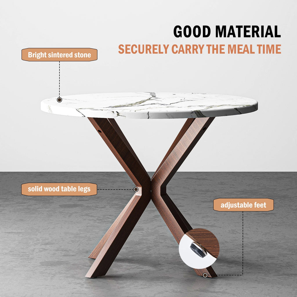 39.4" Round Wood Dining Table with Steel Legs B578