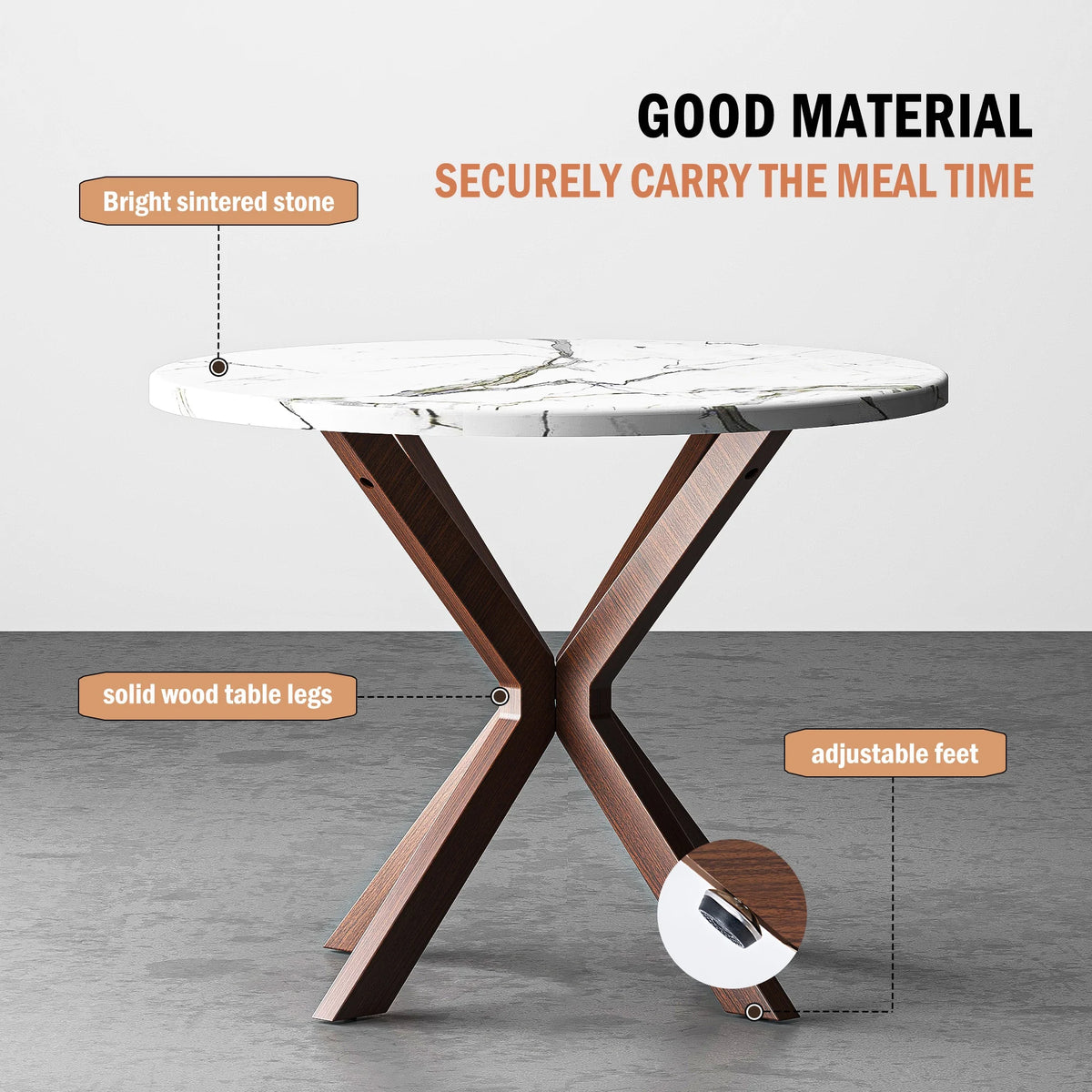 39.4" Round Wood Dining Table with Steel Legs B578
