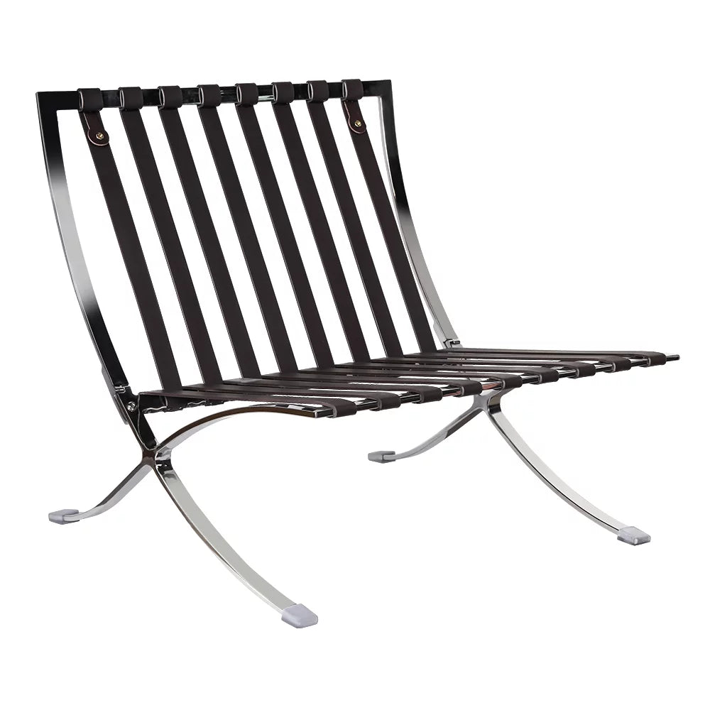 Leather Lounge Chair with Stainless Steel Frame M6973