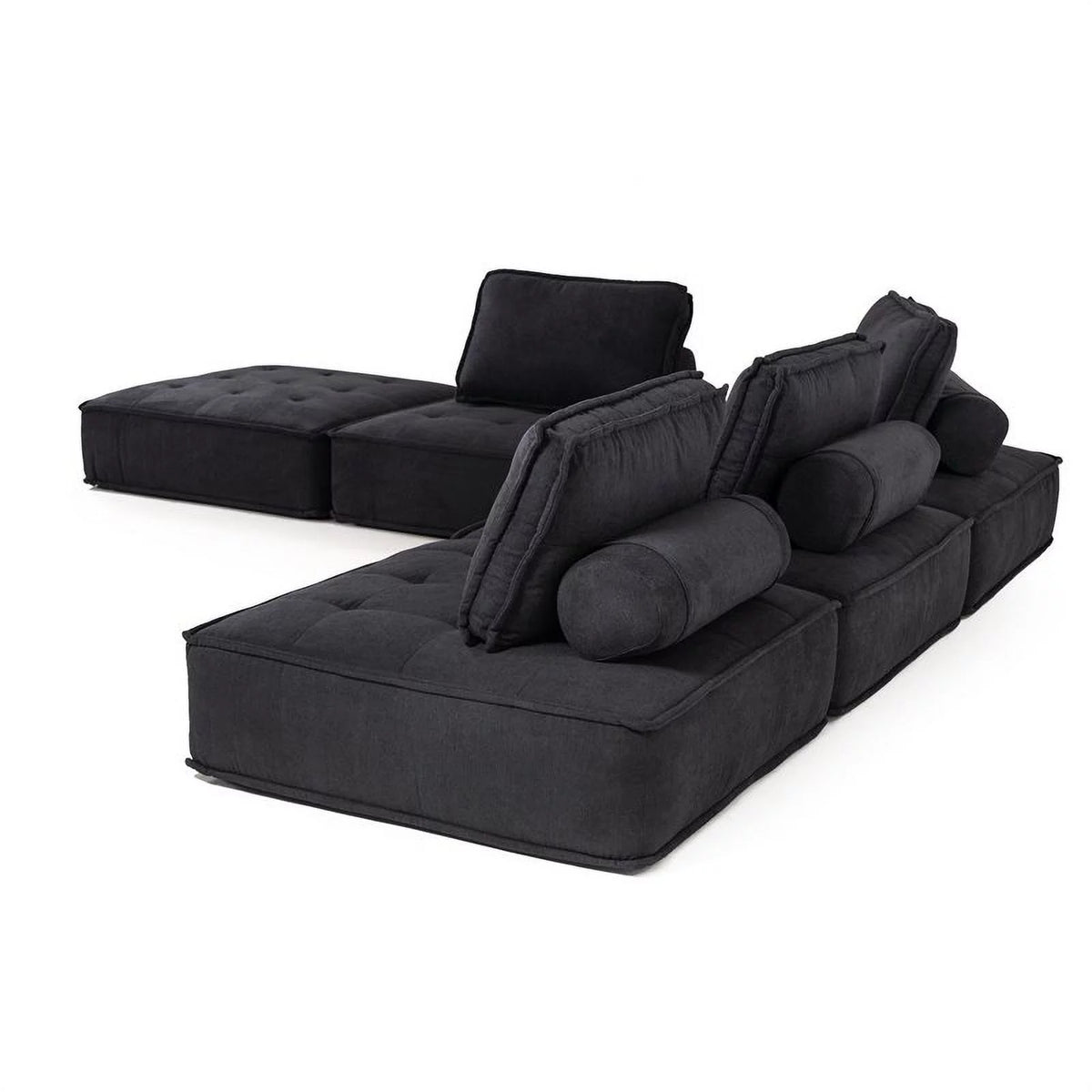 Black 5-Piece Modular Sectional Sofa J272989