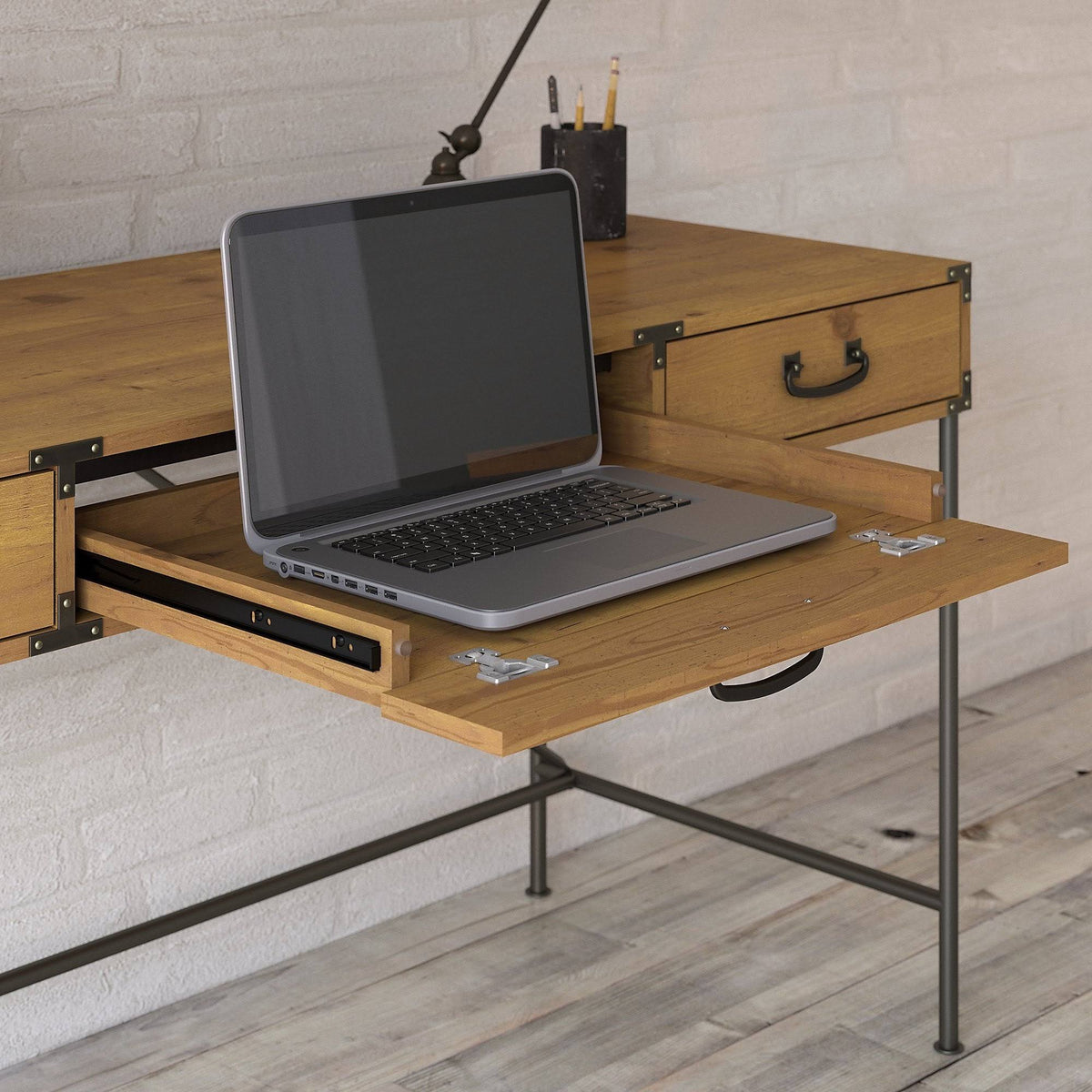 48W Writing Desk with Mobile File Cabinet and Bookcase Z8435
