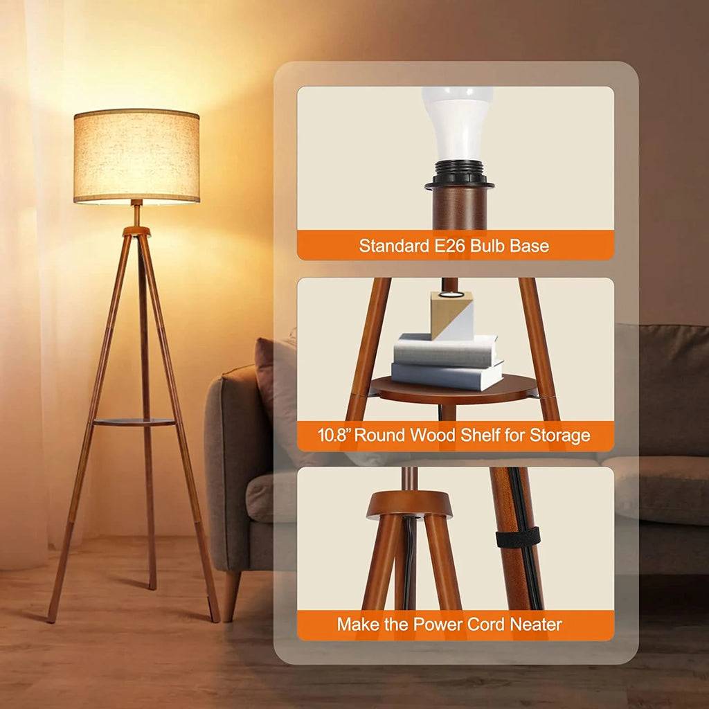 63" Tripod Floor Lamp with Shelves P606