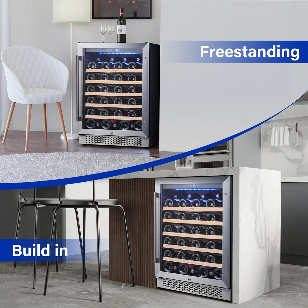 24 Wine Refrigerator Cooler 52 Bottles Glass Door Built in or Freestanding H223115