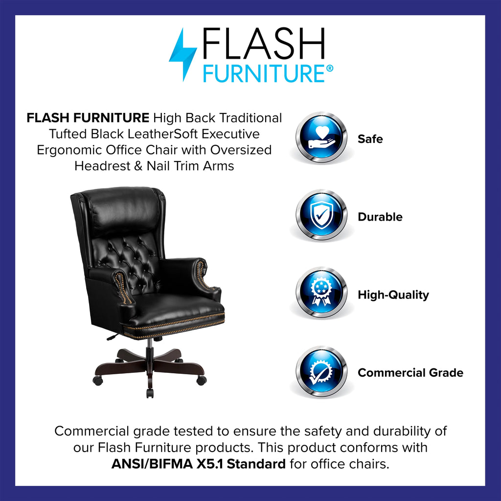 Black Tufted High Back Executive Office Chair V2849