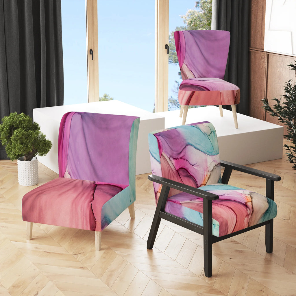 Purple Turquoise Marble Upholstered Accent Chair C157647