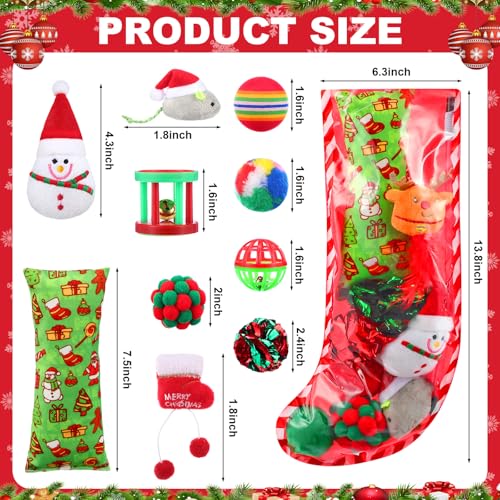 11 Pcs Christmas Catnip Cat Toy Gift Set with Santa Snowman Plush Balls Crinkle Mice K341