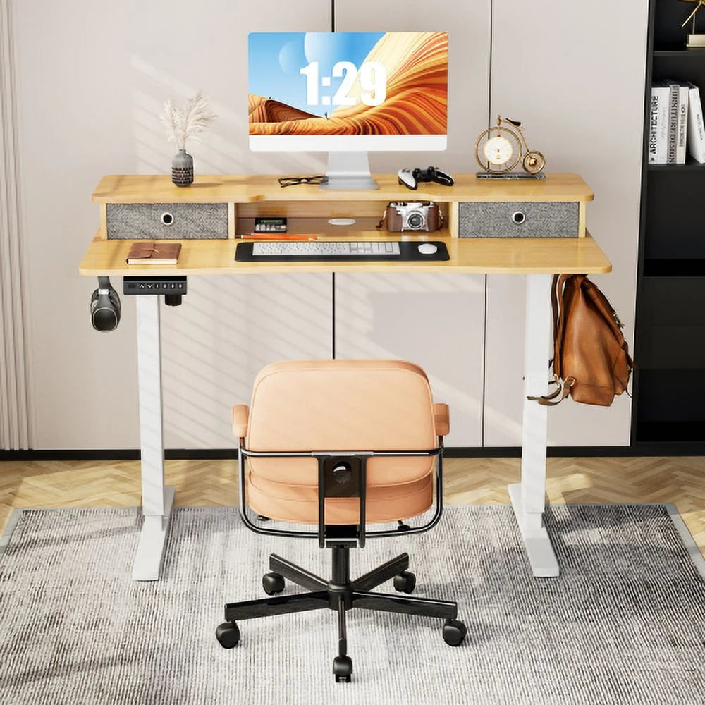 Height Adjustable Electric Standing Desk with Storage Shelf E280744