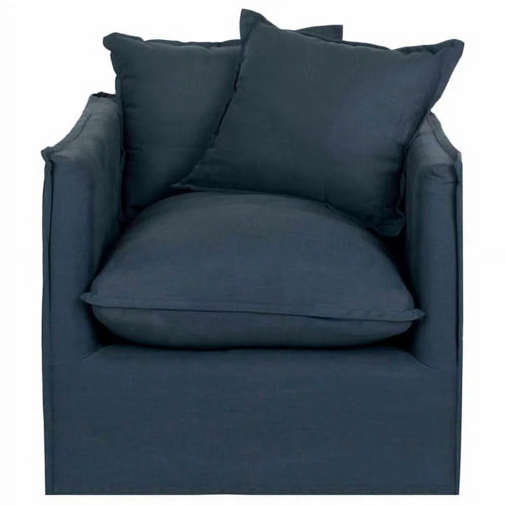 Dark Blue Upholstered Arm Chair W3011