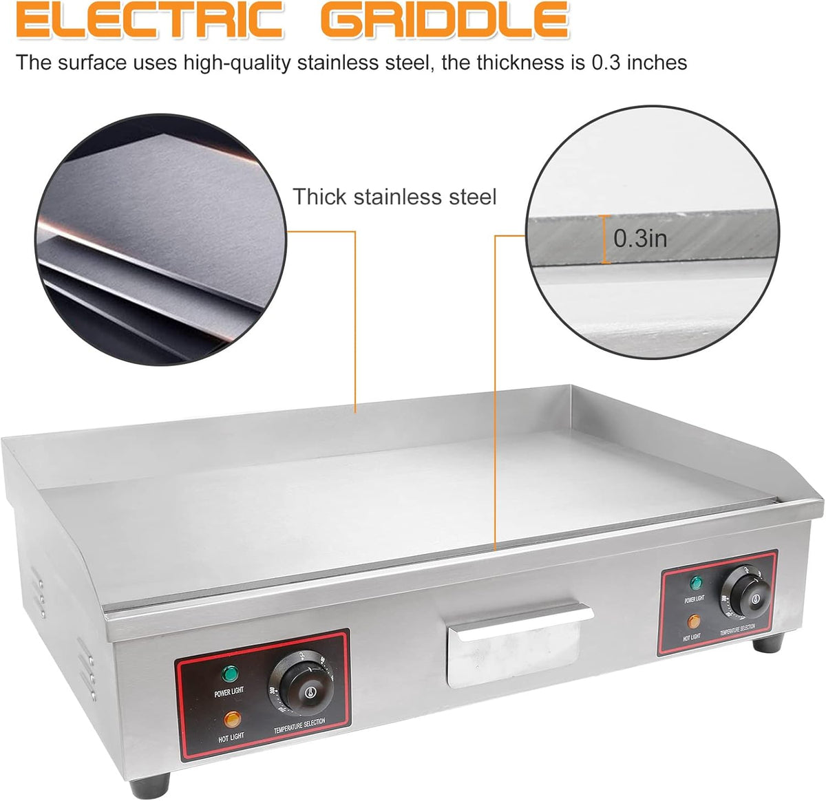 22 Inch Electric Countertop Griddle W112010