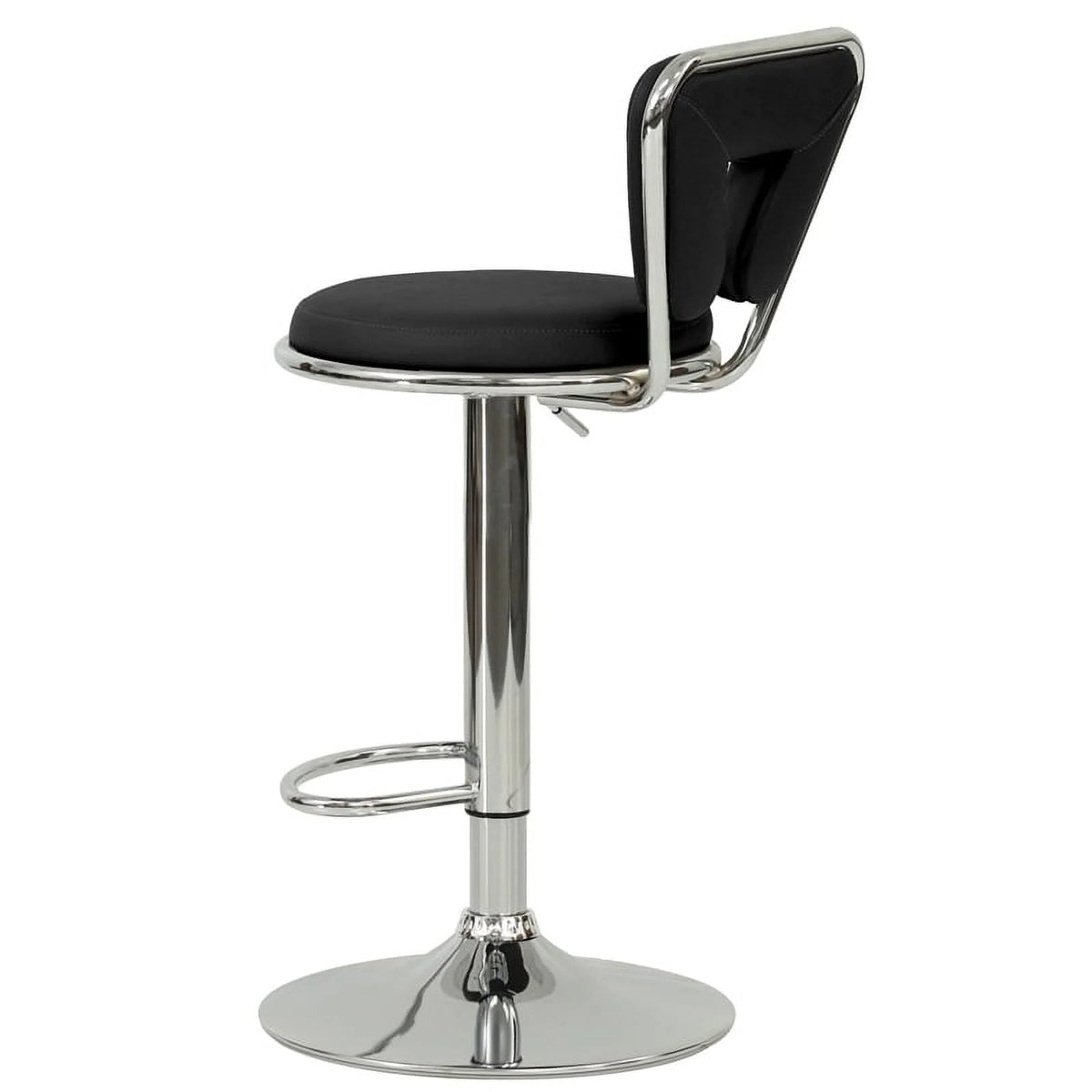 Black Faux Leather Adjustable Height Swivel Barstool Set of 2 M826525