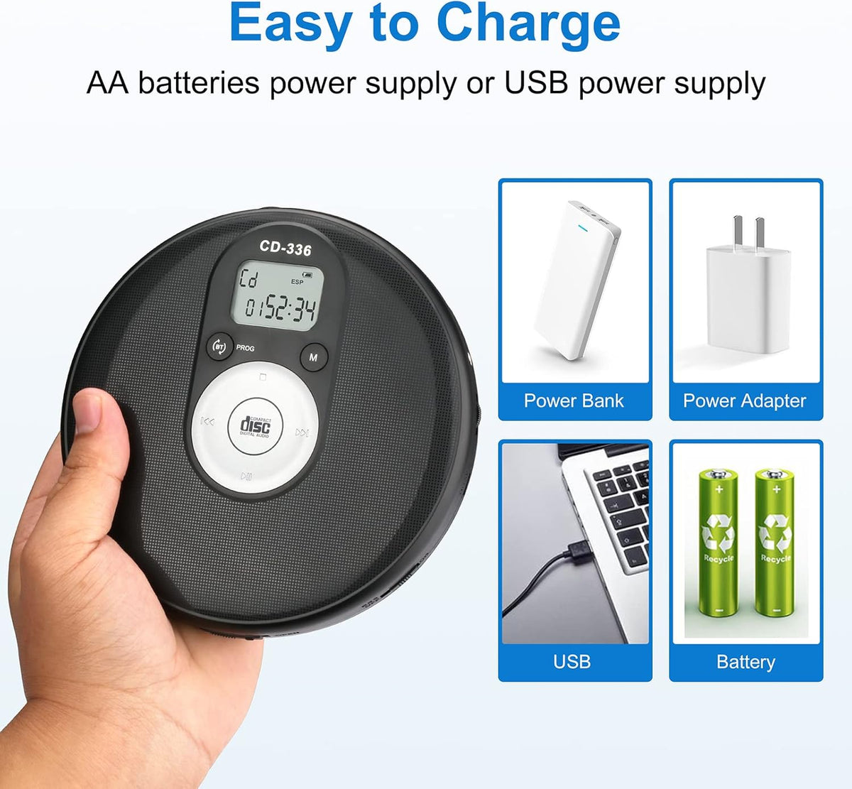 Portable Bluetooth CD Player with Anti-Skip Protection B5199