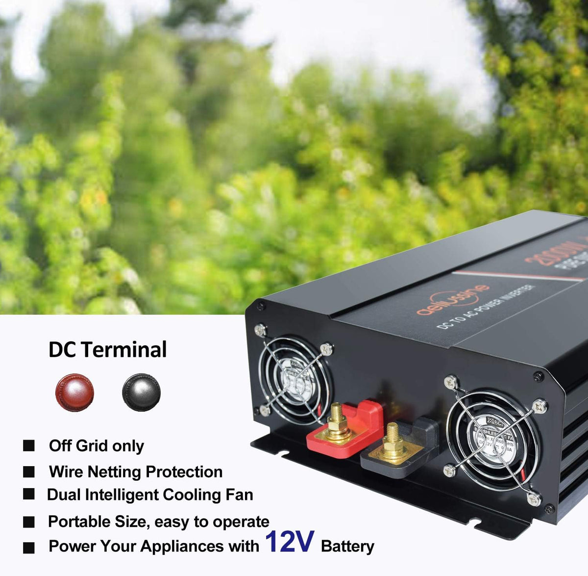 1000W Pure Sine Wave Power Inverter with LCD Display USB Port Q523