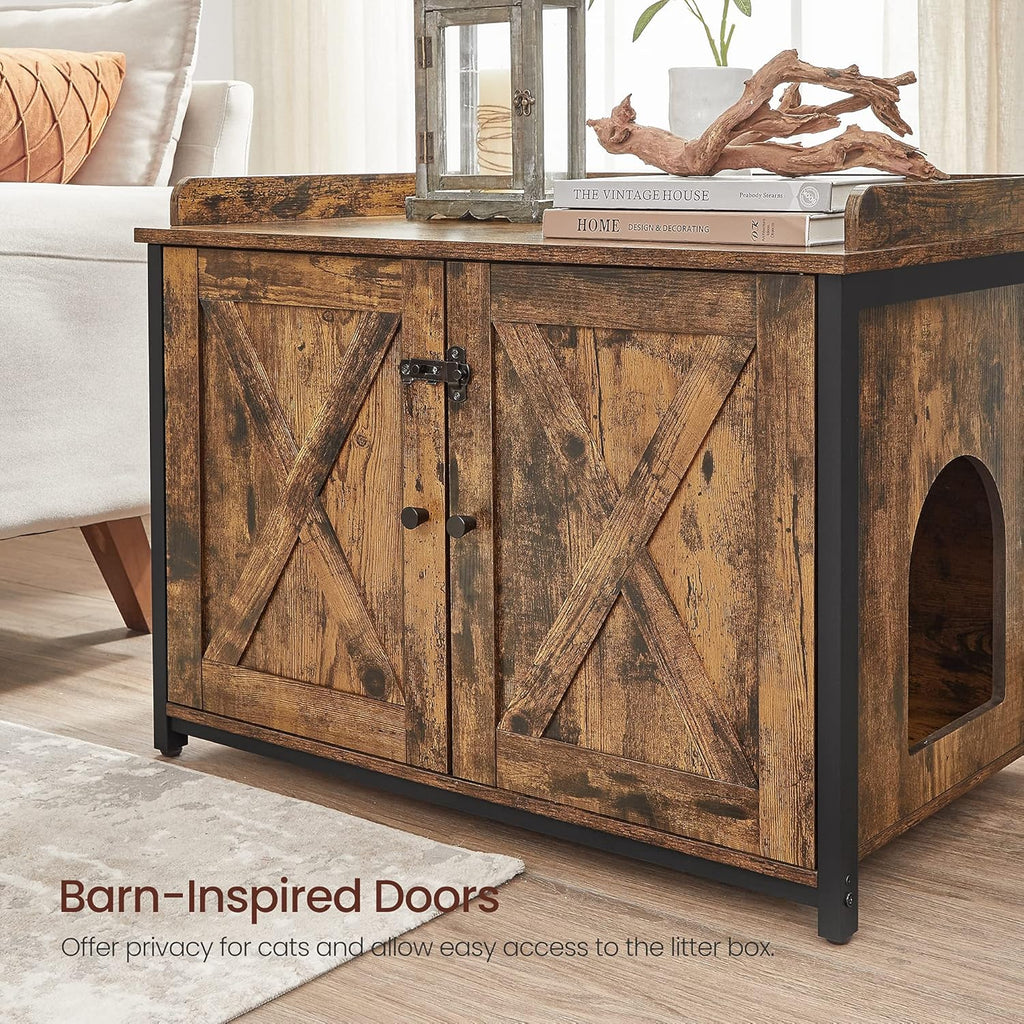 Rustic Brown and Black Cat Litter Box Enclosure B395
