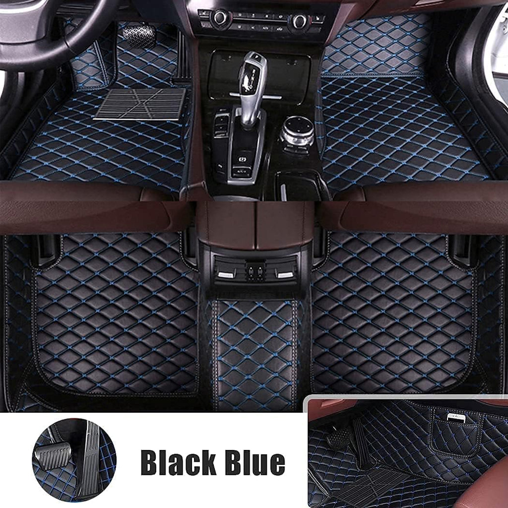 Brown Leather Car Floor Mats with Pocket V6807