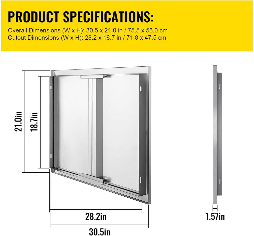 Double BBQ Access Door Stainless Steel with Recessed Handle X64909