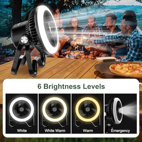 Portable Rechargeable Camping Fan with LED Lantern H46444