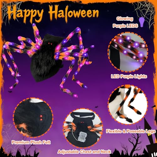LED Spider Dog Halloween Costume with Multicolor Lights E571