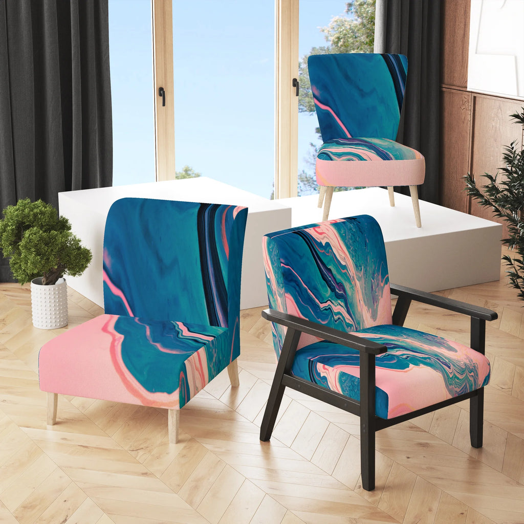 Emerald And Pink Marbled Accent Chair F763754