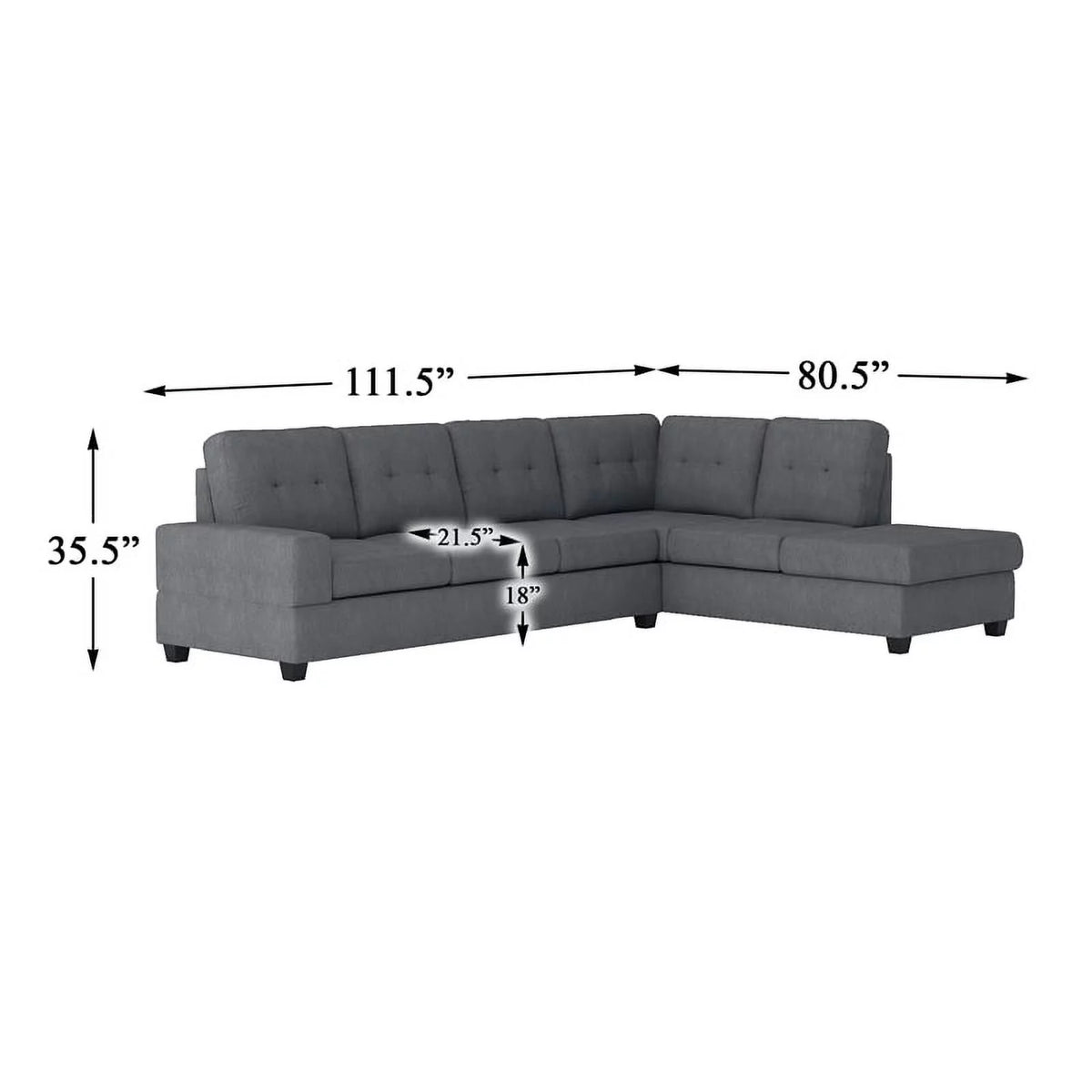 Dark Gray Microfiber Sectional Sofa U198684
