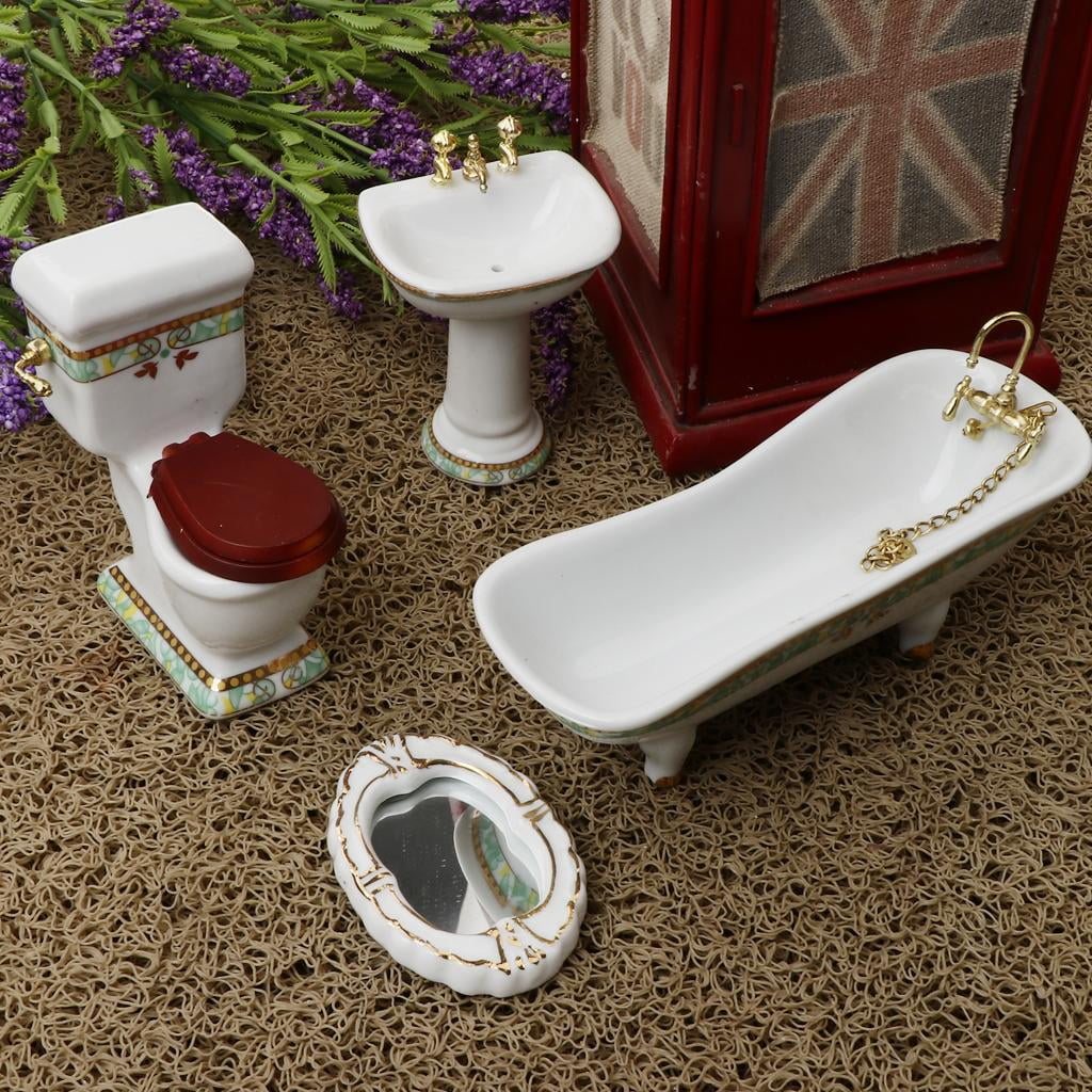 1/12 Scale Mini Furniture Bathtub Toilet Dolls House Accessory W912