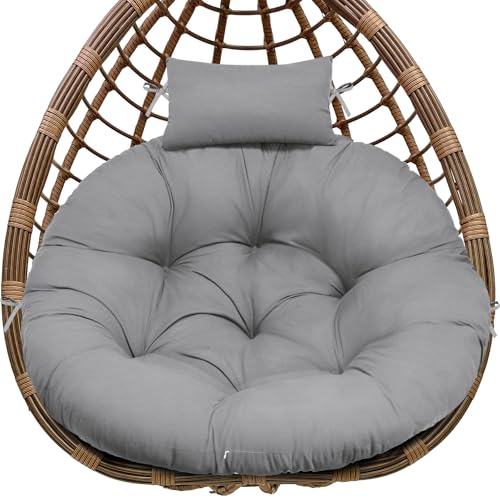 Round Waterproof Thicken Egg Chair Cushion with Pillow N63171