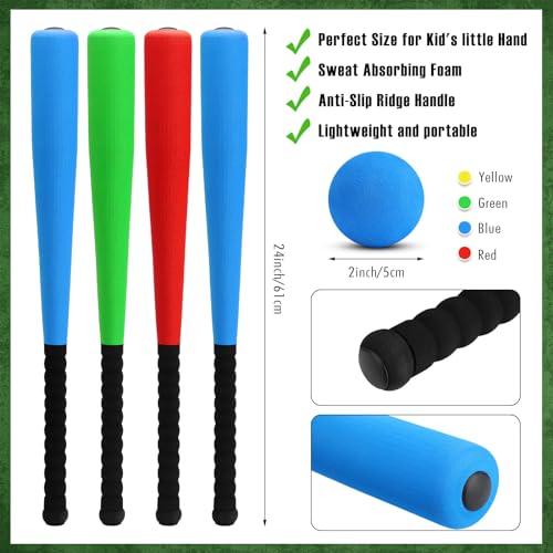 4 Pcs Foam Baseball Bat and Soft Baseballs T Ball Set W6024
