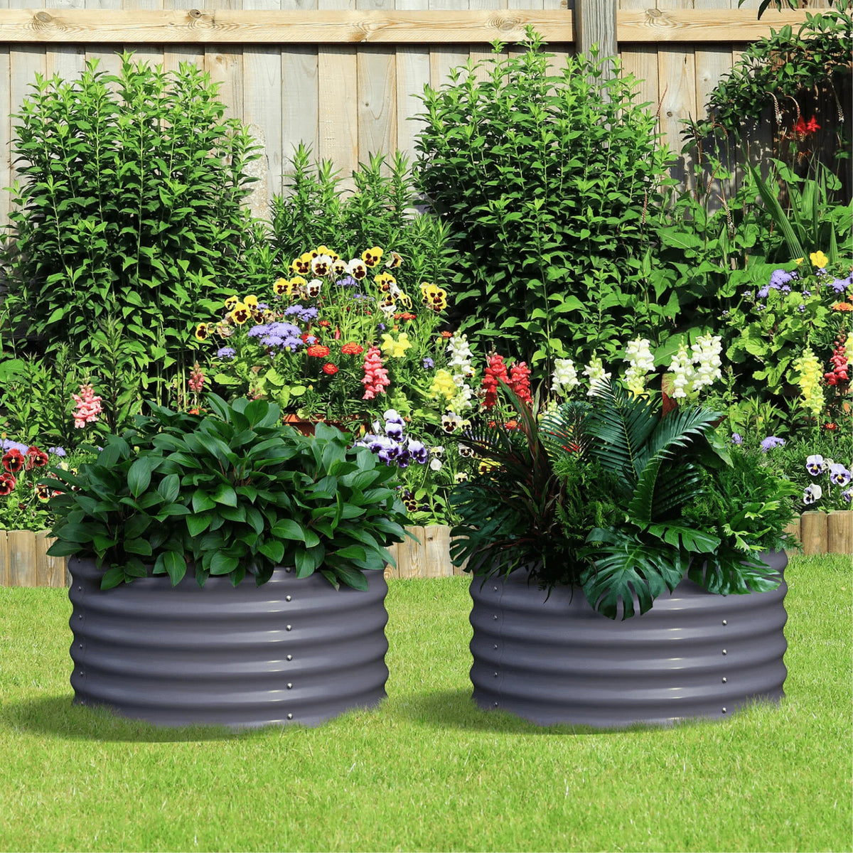 24 Round 17 Tall Metal Raised Garden Beds, Set of 2 Q15524
