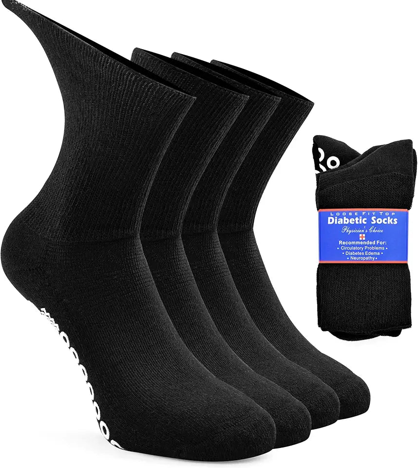 Non-Skid Diabetic Crew Socks with Grips N2746