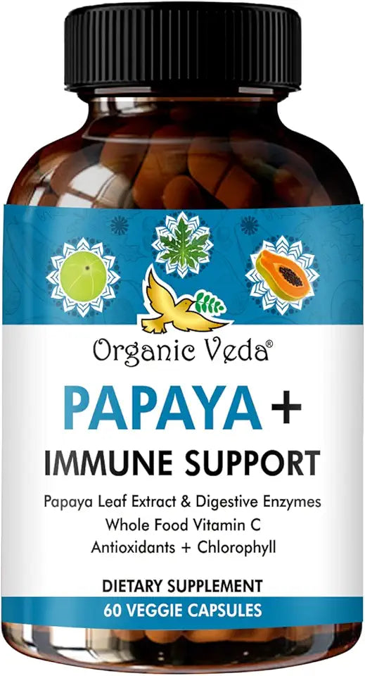 Papaya Leaf Extract Immune Capsules with Digestive Enzymes, 60 ct V152026